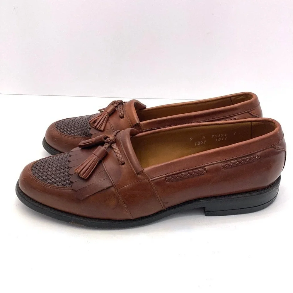 Allen Edmonds Cody Tassel Kiltie Loafers Mens 9 D Brown Leather Dress Shoes USA